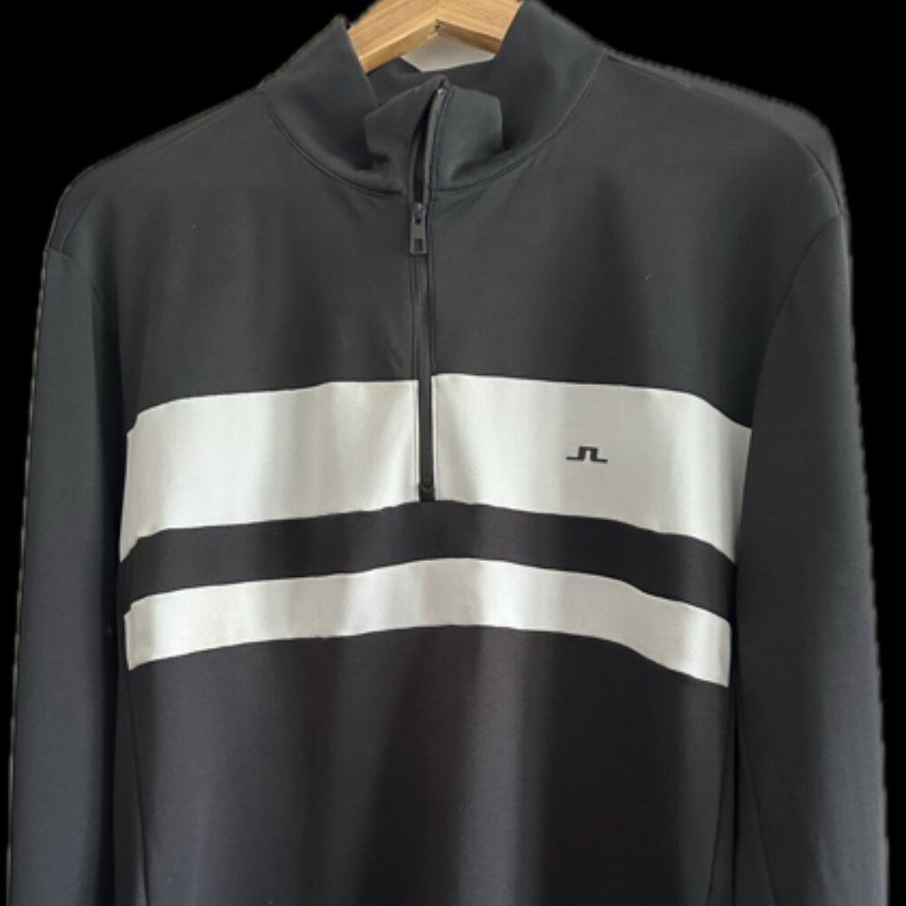 Lindeberg’s MenS Quarter Zip Black Long Sleeve Polo XL